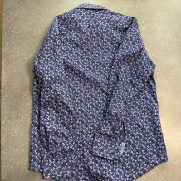 QUIETI Navy Floral Print Button-Up Shirt – Size Medium - Picture 4 of 12